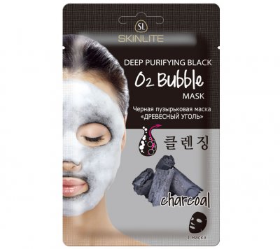 Купить skinlite (скинлайт) маска для лица черная пузырьковая древесный уголь, 20г в Заволжье