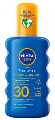 Купить nivea (нивея) sun спрей солнцезащитный защита и увлажнение, 200мл spf30 в Заволжье
