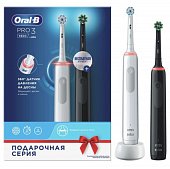 Купить oral-b (орал-би) электрическая зубная щетка 3772 с зарядным устройством 3757 белая+черная pro 3 d505.523.3н, 2шт. в Заволжье