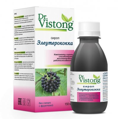 Купить dr vistong (др вистонг) сироп элеутерокка без сахара, флакон 150мл в Заволжье