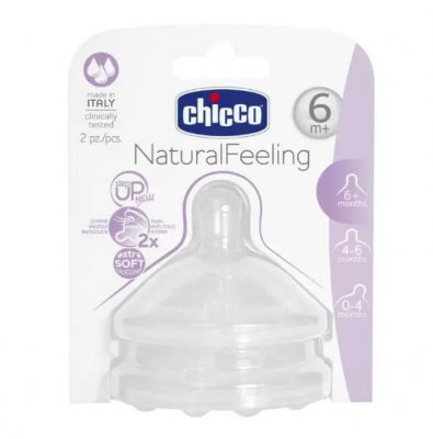 Купить chicco (чикко) соска natural feeling силиконовая с флексорами средний поток с 6 месяцев, 2шт в Заволжье