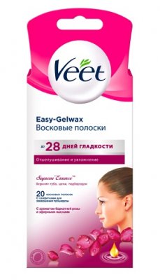 Купить veet easy-gelwax (вит) восковые полоски для лица с ароматом бархатной розы, 20 шт в Заволжье