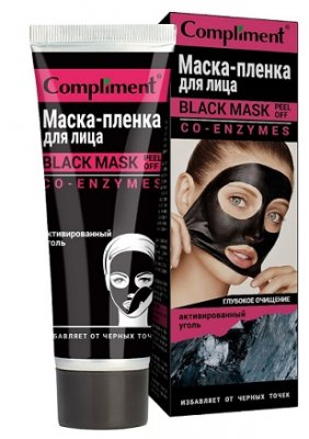Купить compliment black mask (комплимент) маска-пленка для лица co-enzymes, 80мл в Заволжье