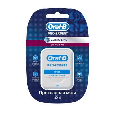 Купить oral-b (орал-би) зубная нить clinic line proexpert мятная, 25м в Заволжье