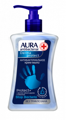 Купить aura (аура) дерма протект крем-мыло антибактериальное протект+ 250мл в Заволжье