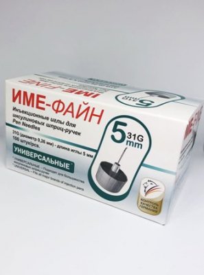 Купить иглы ime-fine для инъекций универсальные для инсулиновых шприц-ручек 31g (0,26мм х 5мм) 100 шт в Заволжье
