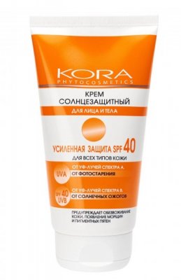 Купить kora (кора) солнцезащитный крем для лица и тела 150мл spf 40 в Заволжье