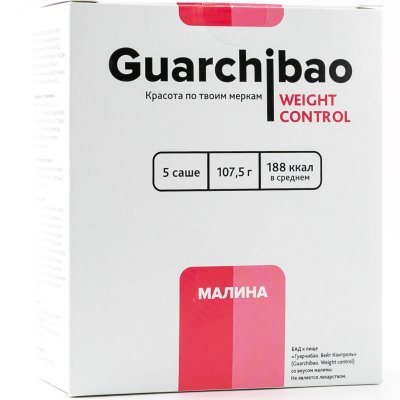 Купить гуарчибао (guarchibao) вейт контрол, со вкусом малины порошок пакет-саше 21,5г 5 шт бад в Заволжье