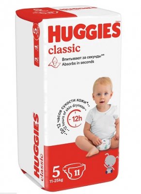 Купить huggies (хаггис) подгузники классик 5 11-25кг 11шт в Заволжье