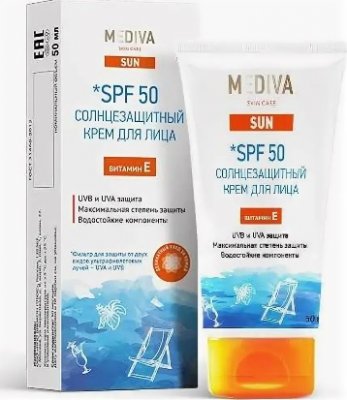 Купить mediva (медива) sun крем для лица солнцезащитный, 50мл spf50 в Заволжье