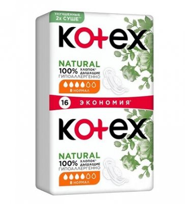 Купить kotex natural (котекс) прокладки нормал 16шт в Заволжье