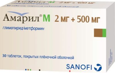 Купить амарил м, таблетки, покрытые пленочной оболочкой 2мг+500мг, 30 шт в Заволжье