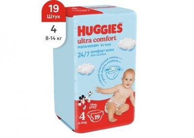Купить huggies (хаггис) подгузники ультра комфорт для мальчиков 8-14кг 19шт в Заволжье