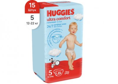 Купить huggies (хаггис) подгузники ультра комфорт для мальчиков 12-22кг 15шт в Заволжье