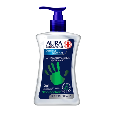 Купить aura (аура) дерма протект крем-мыло антибактериальное 2в1, 250мл в Заволжье