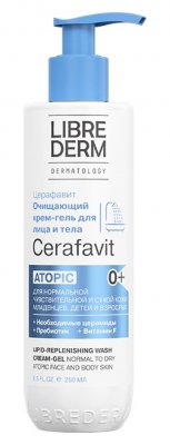 Купить либридерм церафавит (librederm cerafavit) крем-гель для лица и тела с церамидами и пребиотиками очищающий, 250мл в Заволжье