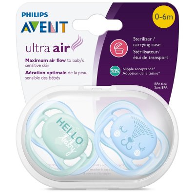 Купить avent (авент) пустышка силиконовая ultra air для мальчиков 0-6 месяцев 2 шт (scf342/20) в Заволжье