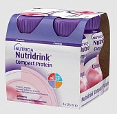Купить nutridrink (нутридринк) компакт протеин со вкусом клубники 125мл, 4 шт в Заволжье