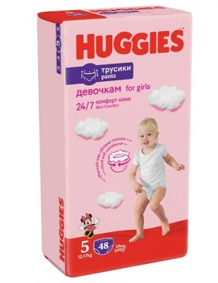 Купить huggies (хаггис) трусики 5 для девочек, 12-17кг 48 шт в Заволжье
