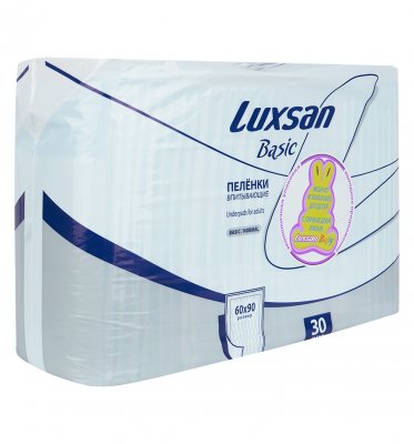 Купить luxsan (люксан) пеленки впитывающие бейсик нормал 60х90см, 30 шт в Заволжье