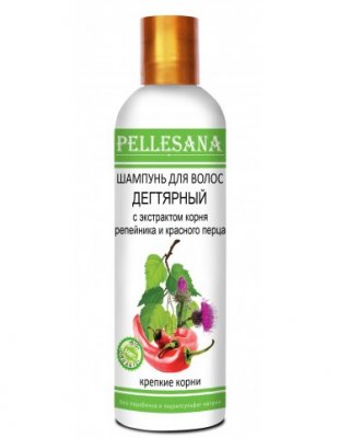 Купить pellesana (пеллесана) шампунь для волос дегтярное с экстрактом  репейника и красного перцем, 250 мл в Заволжье