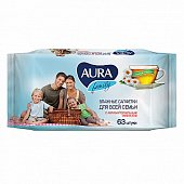 Купить aura (аура) салфетки влажные family для всей семьи антибактериальные 63шт в Заволжье