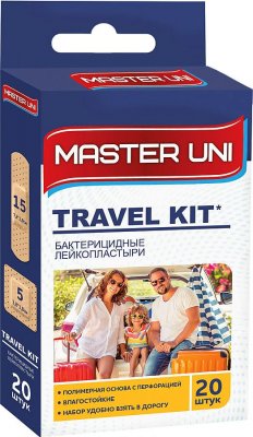 Купить master uni (мастер-юни) набор: пластырь на полимерной основе travel kit, 20 шт в Заволжье