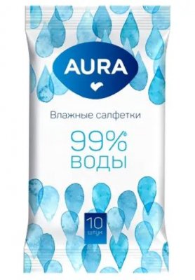 Купить aura (аура) салфетки влажные освежающие 10шт в Заволжье