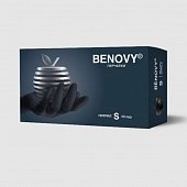 Купить перчатки benovy смотровые нитриловые нестерильные неопудрен текстурир на пальцах размер s 50 пар, черные в Заволжье