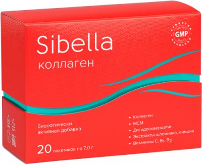 Купить sibella (сибелла) коллаген порошок, пакетики 7г, 20 шт бад в Заволжье