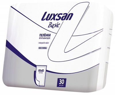 Купить luxsan (люксан) пеленки впитывающие бейсик нормал 60х60см, 30 шт в Заволжье