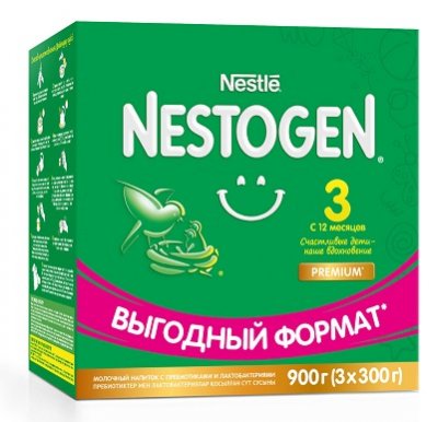 Купить nestle nestogen premium 3 (нестожен) сухая молочная смесь с 12 месяцев, 900г (3х300г) в Заволжье