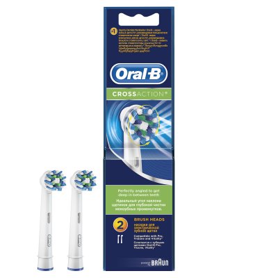 Купить oral-b (орал-би) насадка для электрической зубной щетки crossaction eb50-2, 2 шт в Заволжье