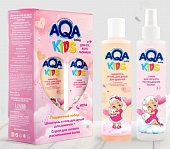 Купить aqa baby (аква беби) kids набор: шампунь и гель для душа для девочек с протеинами пшеницы 200 мл+спрей для легкого расчесывания 200 мл в Заволжье