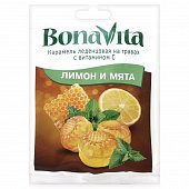 Купить bonavita (бона вита) карамель леденцовая на травах лимон и мята с витамином с, пакет 60г бад в Заволжье