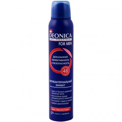 Купить deonica (деоника) дезодорант антиперспирант для мужчин антибактериальный эффект спрей, 200мл в Заволжье