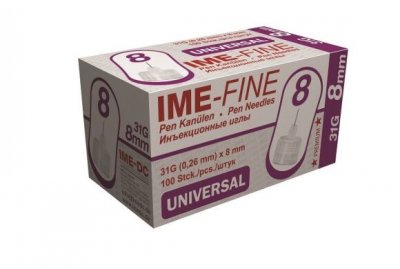 Купить иглы ime-fine для инъекций универсальные для инсулиновых шприц-ручек 31g (0,26мм х 8мм) 100 шт в Заволжье