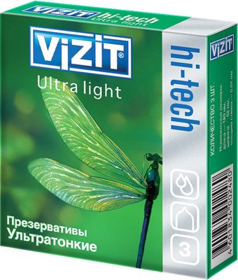 Купить vizit (визит) презервативы hi-tech ultra light ультратонкие 3шт в Заволжье