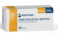 Купить леветирацетам-вертекс, таблетки покрытые пленочной оболочкой 500 мг, 30 шт в Заволжье