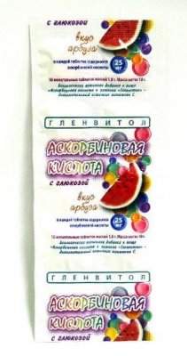 Купить аскорбиновая кислота с глюкозой гленвитол таблетки со вкусом арбуза 1г, 10 шт (стрип) бад в Заволжье