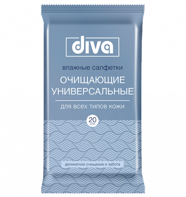 Купить diva (дива) салфетки влажные очищающие универсальные, 15 шт в Заволжье