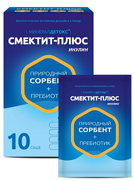 МинералДетокс Смектит-Плюс Инулин, порошок в пакетиках-саше массой 3,27 г 10 шт БАД