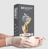 Купить перчатки benovy латексные нестерильные неопудренные текстурир на пальцах хлорированные размер l 50 пар в Заволжье