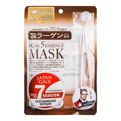 Купить japan gals (джапан галс) маска коллаген pure5 essential, 7 шт в Заволжье