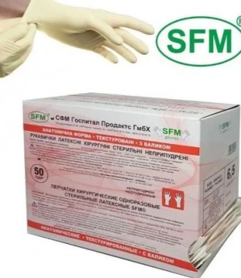 Купить перчатки sfm хирургические латексные стерильные неопудрен текстурир размер 6,5 натуральные, 50 пар в Заволжье
