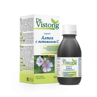 Купить dr vistong (дорктор вистонг) сироп алтея с витамином с без сахара с фруктозой, флакон 150мл в Заволжье