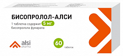 Купить бисопролол-алси, таблетки покрытые пленочной оболочкой 5 мг, 60 шт в Заволжье