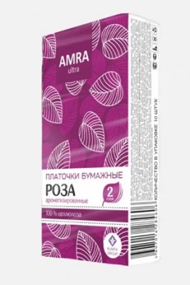 Купить amra (амра) платочки бумажные с ароматом розы, 10 шт в Заволжье