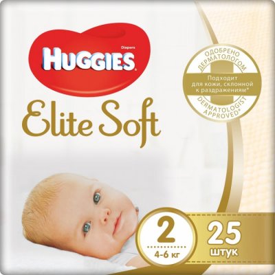 Купить huggies (хаггис) подгузники elitesoft 2, 4-6кг 25 шт в Заволжье