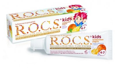 Купить рокс (r.o.c.s) зубная паста для детей лимон/апельсин/ваниль, 45мл (еврокосмед ооо, россия) в Заволжье
